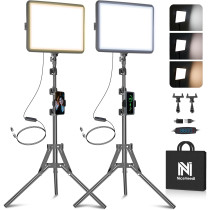 2-Pack NiceVeedi LED Video Light Kit, Dimmable 2800-6500K with Tripod