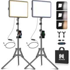 Kit Lumière Vidéo LED 2-Pack NiceVeedi Dimmable avec Trépied