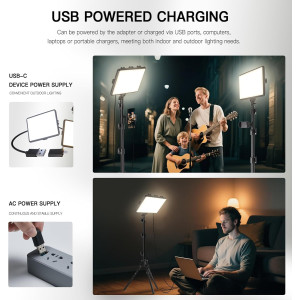 Kit Lumière Vidéo LED 2-Pack NiceVeedi Dimmable avec Trépied