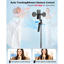 Vlogging Kit for iPhone/Android with 63” Auto Face Tracking Tripod & Mic
