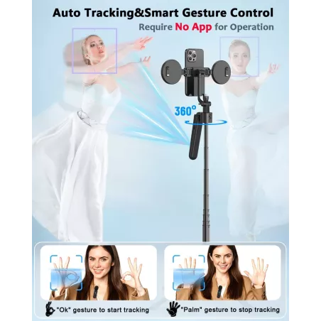 Kit Vlogging iPhone/Android avec Trépied 63, Suivi Automatique, Micro Sans Fil & Télécommande
