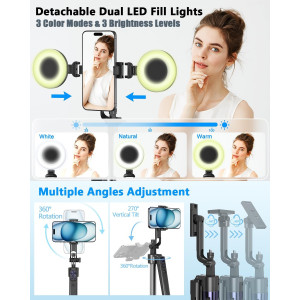 Vlogging Kit for iPhone/Android with 63” Auto Face Tracking Tripod & Mic