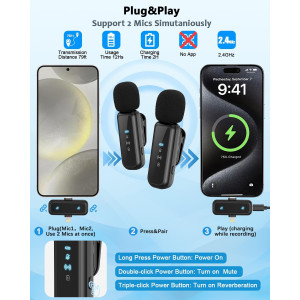 Vlogging Kit for iPhone/Android with 63” Auto Face Tracking Tripod & Mic