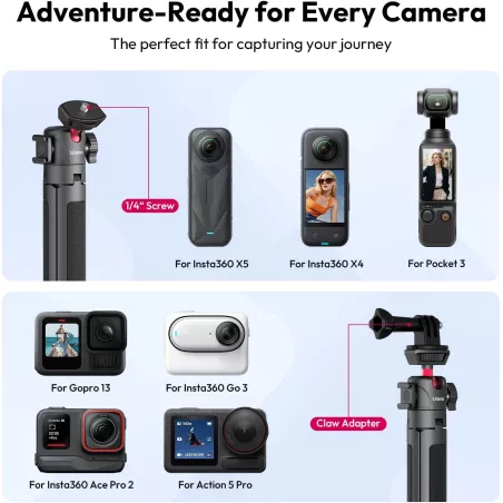 ULANZI MT-16 Trépied Mini Extensible 4 Niveaux Tête Rotative 360° Léger pour Appareil Photo et Webcam