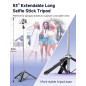 53 Extendable Selfie Stick Tripod with Light, Remote & Phone Clip, Portable for iPhone 15/14/13 & Android