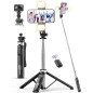 53 Extendable Selfie Stick Tripod with Light, Remote & Phone Clip, Portable for iPhone 15/14/13 & Android