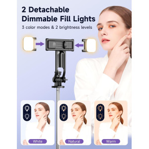 Selfie Stick Trépied 53'' avec Lumière et Télécommande