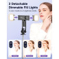 Trépied Selfie 53'' avec Lumière, Télécommande, Clips Tout-en-1, Compatible iPhone & Android