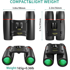 POLDR 12x25 Compact Pocket Binoculars for Adults & Kids – Bird Watching, Concerts