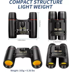 Jumelles Compactes HD Portables Pliables pour Adultes et Enfants – Observation Oiseaux, Concerts, Voyages