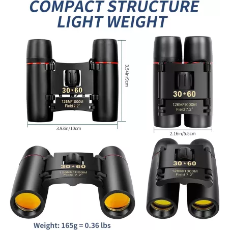 Jumelles Compactes HD Portables Pliables pour Adultes et Enfants – Observation Oiseaux, Concerts, Voyages