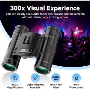 300x25 Mini Binoculars with Phone Adapter – Waterproof, Compact & High Powered