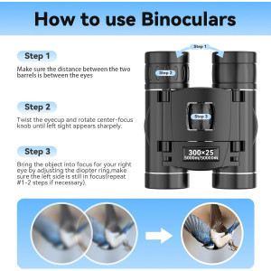 300x25 Mini Binoculars with Phone Adapter – Waterproof, Compact & High Powered