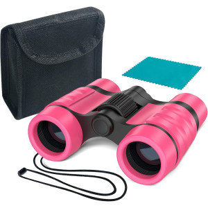 ESSENSON Kids Binoculars for Ages 3-12 - Outdoor Toy Gifts Pink