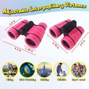 ESSENSON Kids Binoculars for Ages 3-12 - Outdoor Toy Gifts Pink