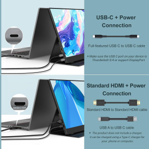 InnoView Écran Portable 15.6 FHD USB-C HDMI avec Haut-Parleur