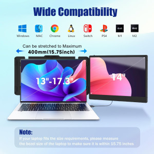 KEFEYA 14 Laptop Screen Extender FHD IPS Portable Dual Monitor USB-C/HDMI