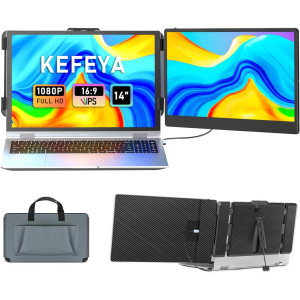 KEFEYA 14 Laptop Screen Extender FHD IPS Portable Dual Monitor USB-C/HDMI
