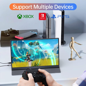 15.6 Portable 1080P USB-C HDMI Monitor for Laptop, PC, Mac & Gaming