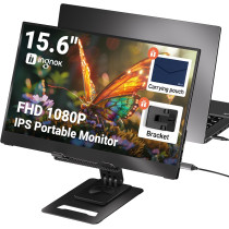 Ingnok 15.6 FHD Portable Monitor – Ultra Slim, USB-C & Adjustable Stand