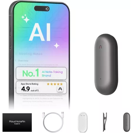 Enregistreur Vocal AI Plaud NotePin - 64GB, Multilingue