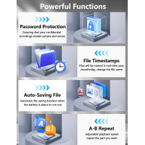Enregistreur Vocal 64GB HD, 4552h, Double Micro, MP3, TF