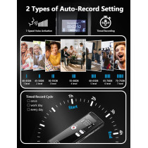 64GB Voice Activated Recorder with Playback – 4552Hrs HD Dual MIC Device