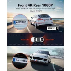 Caméra Tableau de Bord REDTIGER 4K Avant et Arrière GPS WiFi