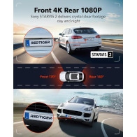 REDTIGER 4K Dash Cam F7N Touch Front & Rear with GPS, Night Vision