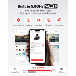 Caméra Tableau de Bord REDTIGER 4K Avant et Arrière GPS WiFi