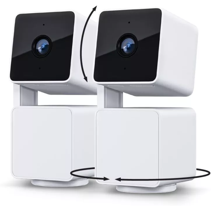 WYZE Cam Pan v3 - Caméra de sécurité Wi-Fi 1080p IP65, vision nocturne couleur, audio bidirectionnel, 2-pack