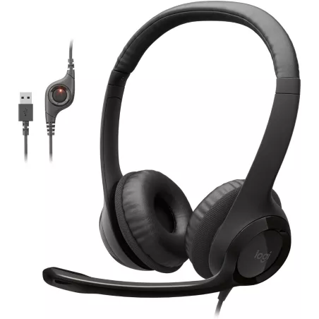 Casque Logitech H390 avec Micro USB, Micro Réducteur de Bruit pour PC, Jeux et Réunions - Noir