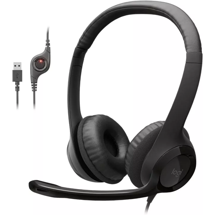 Casque Logitech H390 avec Micro USB, Micro Réducteur de Bruit pour PC, Jeux et Réunions - Noir
