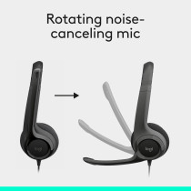Logitech H390 USB Wired Headphones with Noise-Cancelling Mic - Black