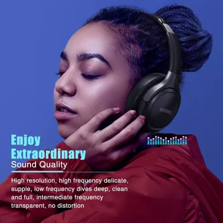 Casque Bluetooth BERIBES 65H, Micro, Bass Profond, Léger
