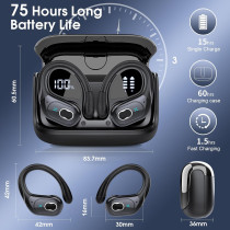 Wireless Earbuds 75Hrs Bluetooth 5.4, ENC Mic, IPX7 Waterproof Sport