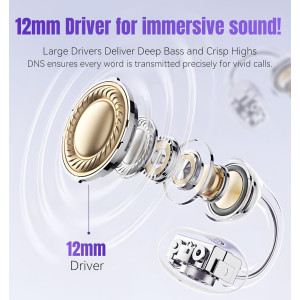 King Lucky Clip-On Bluetooth Earbuds Wireless, Noise Cancelling, IPX5