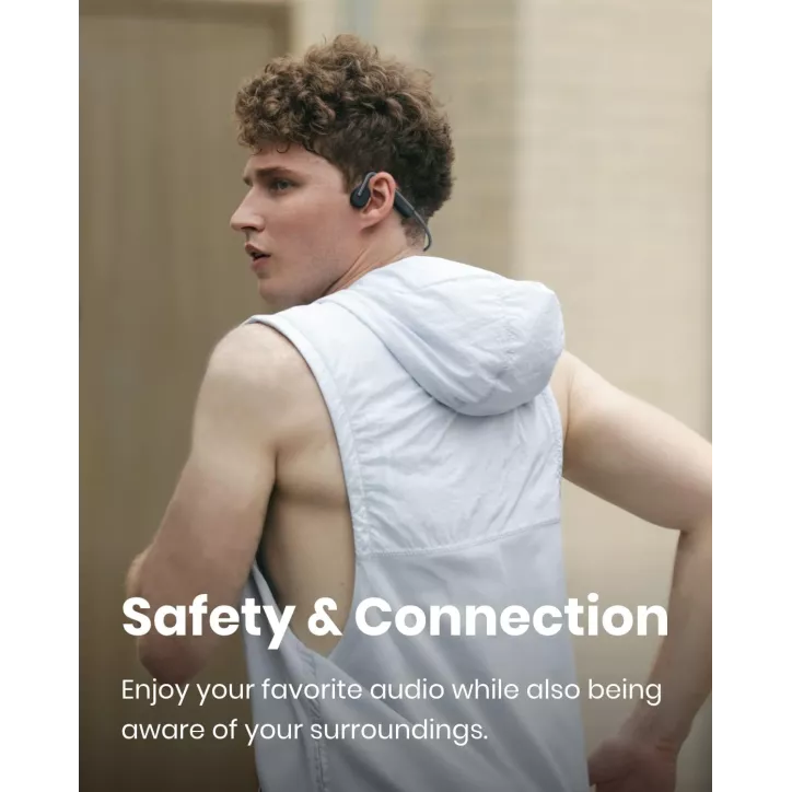 SHOKZ OpenMove Écouteurs Sport Bluetooth à Conduction Osseuse Sans Fil, Résistants à la Transpiration, Gris