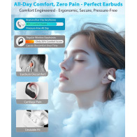 Ultra Open Ear Ergonomic Clip-On Waterproof Earbuds for Sports & Fitness