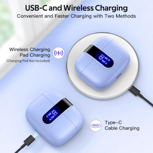 TAGRY Écouteurs Bluetooth Sans Fil 60H IPX5 avec Charge Sans Fil