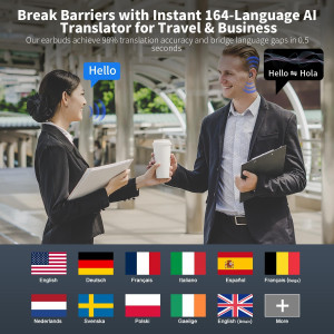 AI Translation Earbuds: 164 Languages, Real-Time, No Subscription, 50H Battery