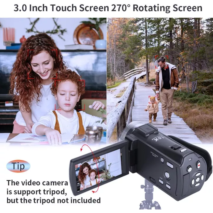 Caméra Caméscope ORDRO HDV-V12 1080P Vision Nocturne HD avec Carte 16Go et 2 Batteries