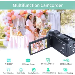 Caméra Vidéo HD ORDRO V12 1080P Vision Nocturne 16Go