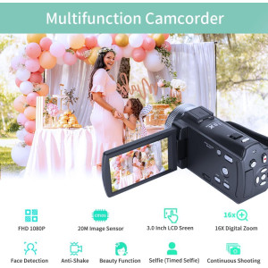 ORDRO HDV-V12 HD 1080P Camcorder with Night Vision & 16GB Memory Card