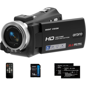 Caméra Vidéo HD ORDRO V12 1080P Vision Nocturne 16Go