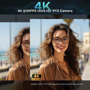 TONGVEO 4K PTZ Camera System with AI Tracking & 20x Zoom for Meetings