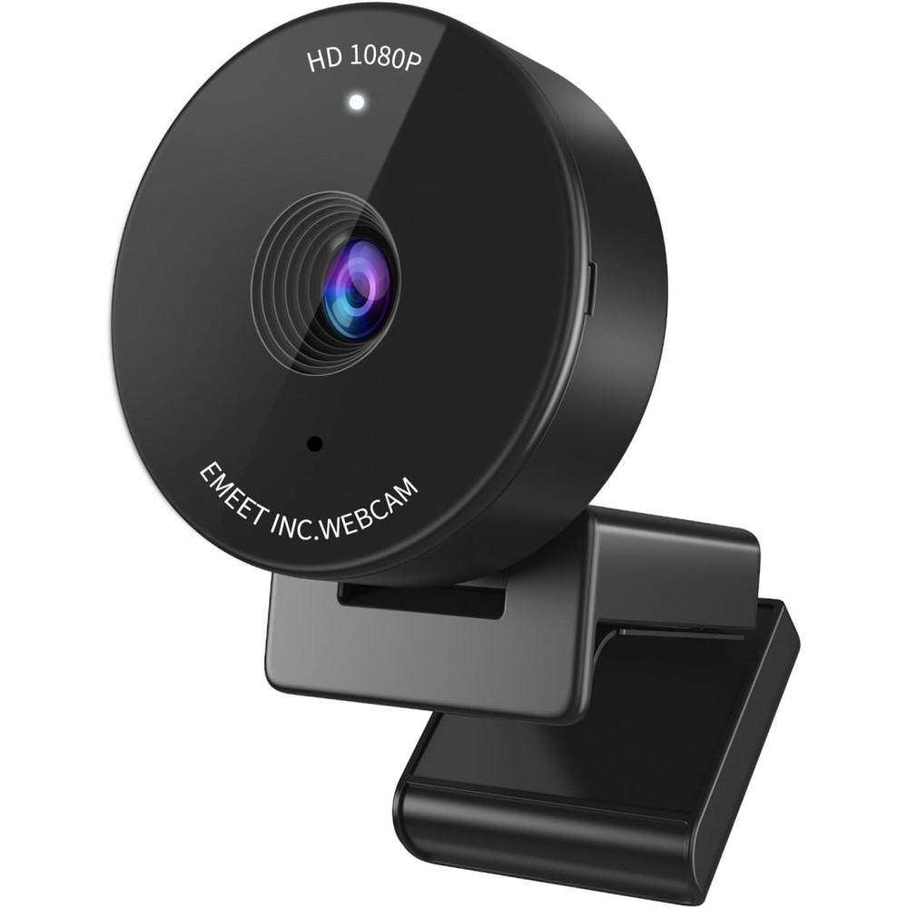 EMEET 1080P Webcam with Mic, Privacy Cover & Auto Light Correction