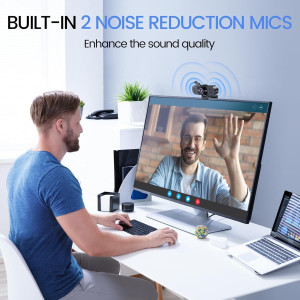 EMEET 1080P Webcam with Dual Mics, 90° FOV, USB-C Adapter - 2025