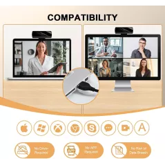 Webcam Full HD 1080P pour PC Mac - Appels Skype & Zoom