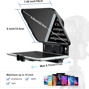 Desview T3 Teleprompter with Remote for iPad/Tablet/Smartphone up to 11